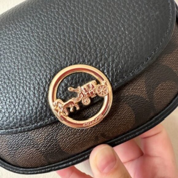 NWT! RARE! Coach F88007 Jade Mini Belt Bag In Signature Canvas & Brown Black - Picture 2 of 13